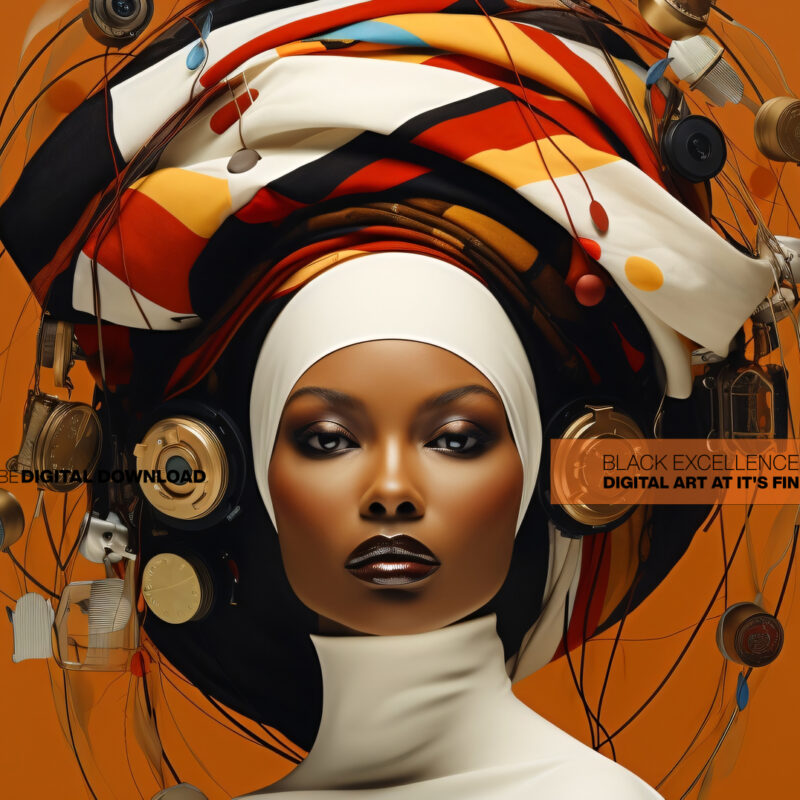 Alternative view of Chronos Crown – Afrofuturist Digital Art Print (Multi-Size Pack)