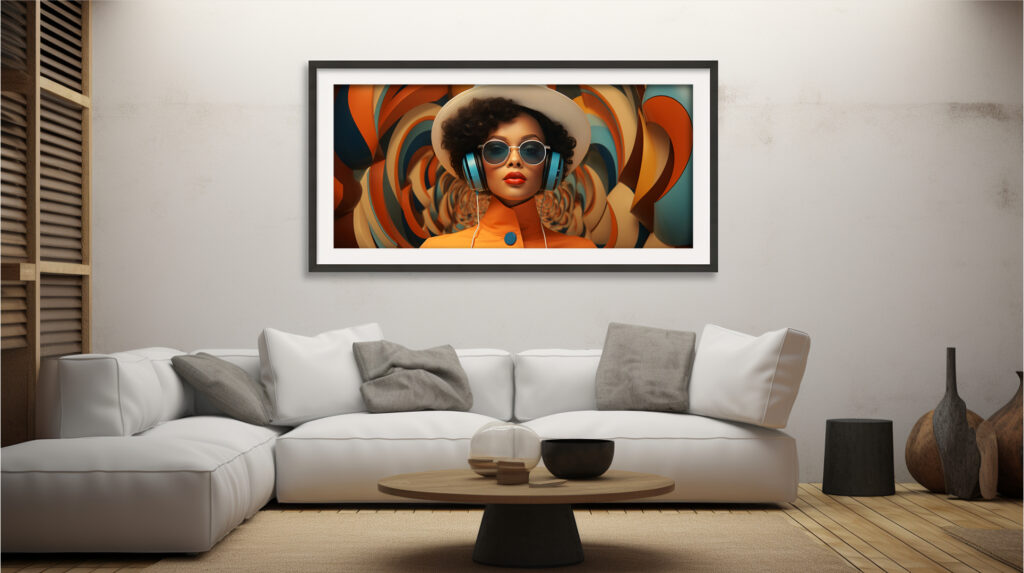 black-woman-afrofuturist-headphones-retro-spiral-art-print (Multi-Size Pack) - Image 5