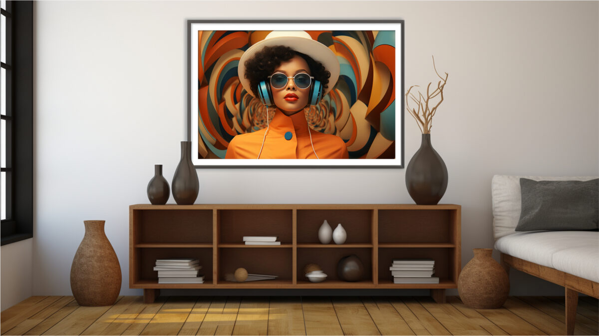 black-woman-afrofuturist-headphones-retro-spiral-art-print (Multi-Size Pack) - Image 8