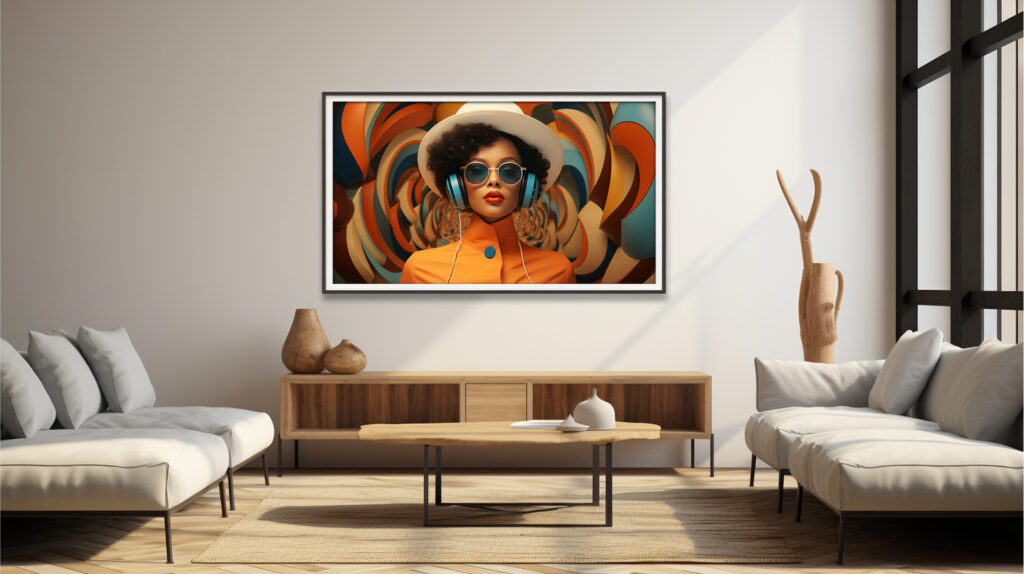 black-woman-afrofuturist-headphones-retro-spiral-art-print (Multi-Size Pack) - Image 9