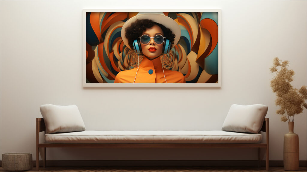 black-woman-afrofuturist-headphones-retro-spiral-art-print (Multi-Size Pack) - Image 10