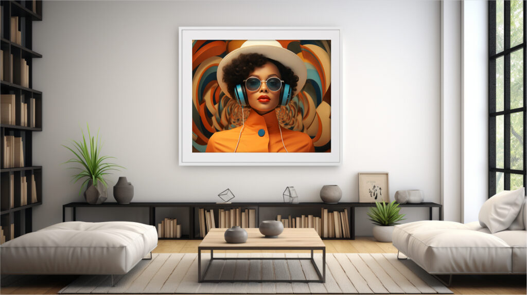 black-woman-afrofuturist-headphones-retro-spiral-art-print (Multi-Size Pack) - Image 11