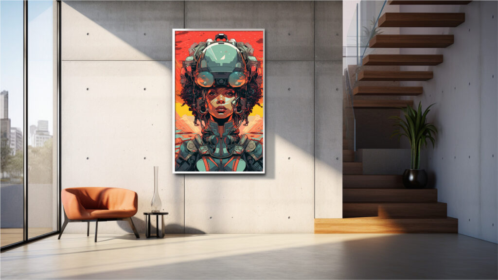 Neon Mecha Vanguard – Afrocentric Digital Art (Multi-Size Pack) - Image 8