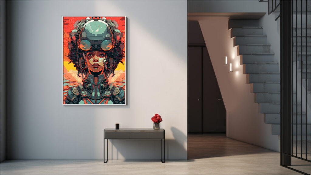 Neon Mecha Vanguard – Afrocentric Digital Art (Multi-Size Pack) - Image 7