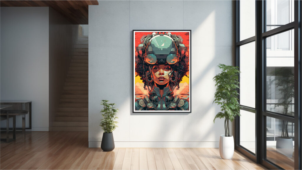 Neon Mecha Vanguard – Afrocentric Digital Art (Multi-Size Pack) - Image 6
