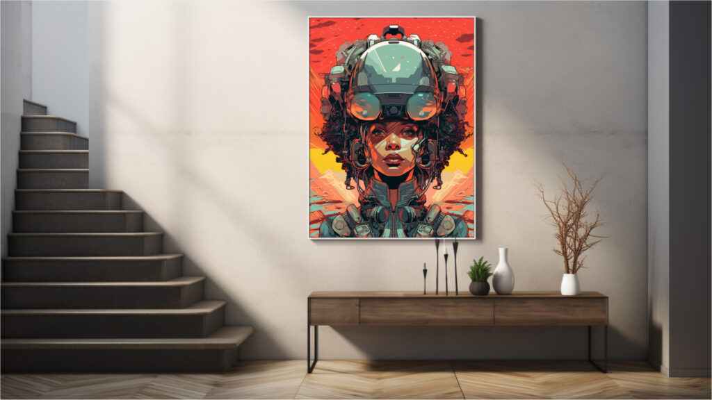 Neon Mecha Vanguard – Afrocentric Digital Art (Multi-Size Pack) - Image 5
