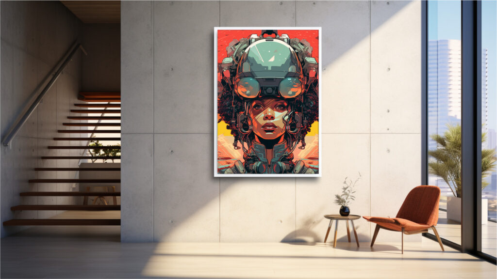 Neon Mecha Vanguard – Afrocentric Digital Art (Multi-Size Pack) - Image 4